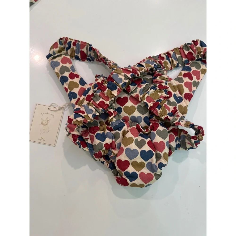 Konges Slojd Doll Nursery Set & Carrier Coeur Biscous Heart Print NWT